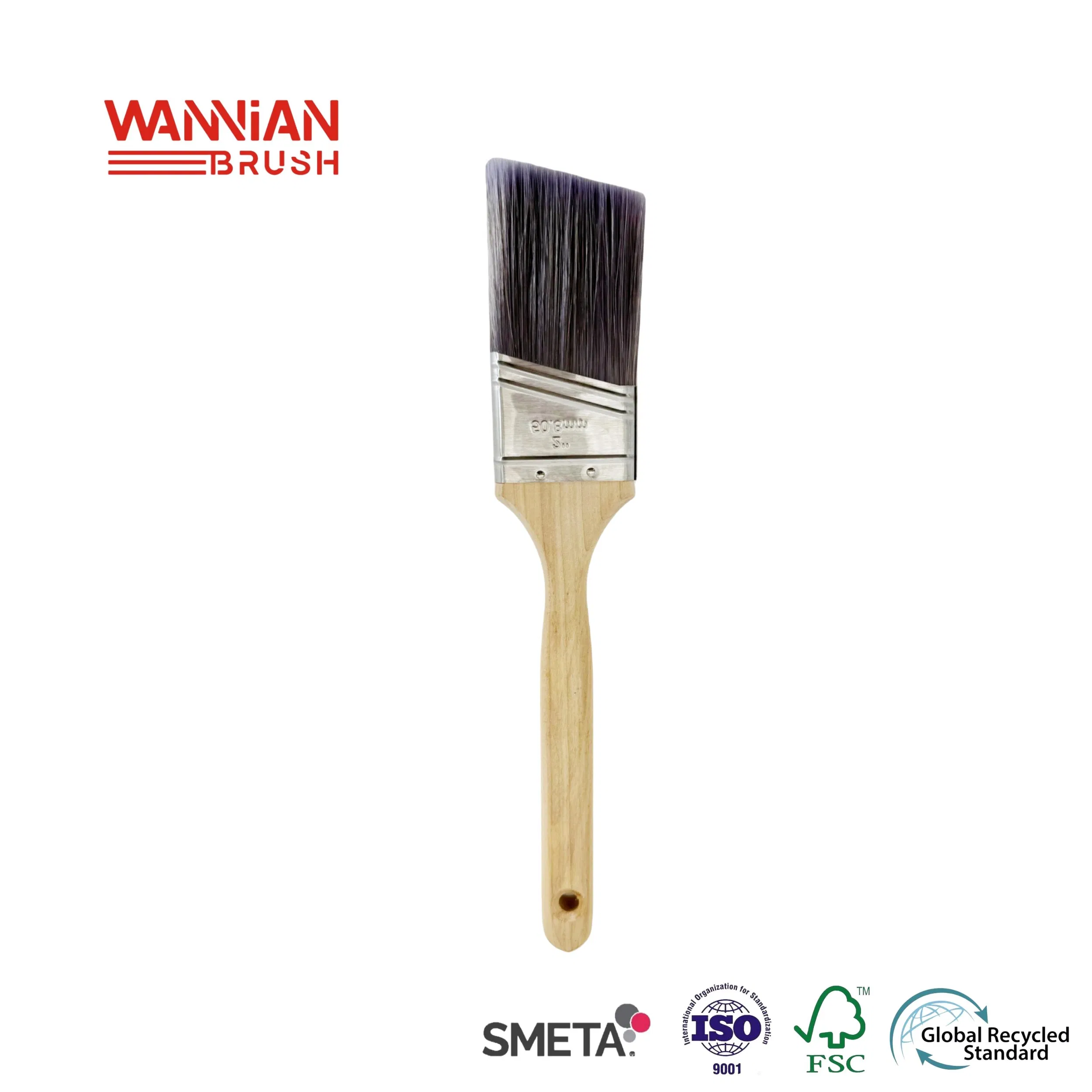 Малярная кисть с фиолетовой щетиной и длинной ручкой