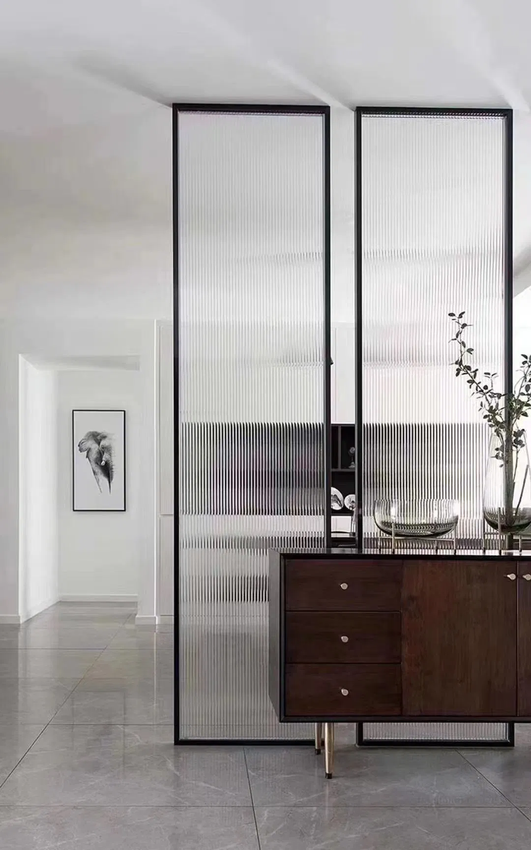 Hot Selling Shower Screen Walk in Fluted Tempered Sliding Door System Glass Shower Panel