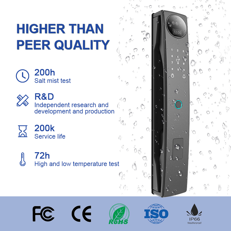 Camakt Tuya WiFi Smart Door Lock 3D Face Recognition Fingerprint Lock Waterproof IP66 CE FCC RoHS Smart Locks