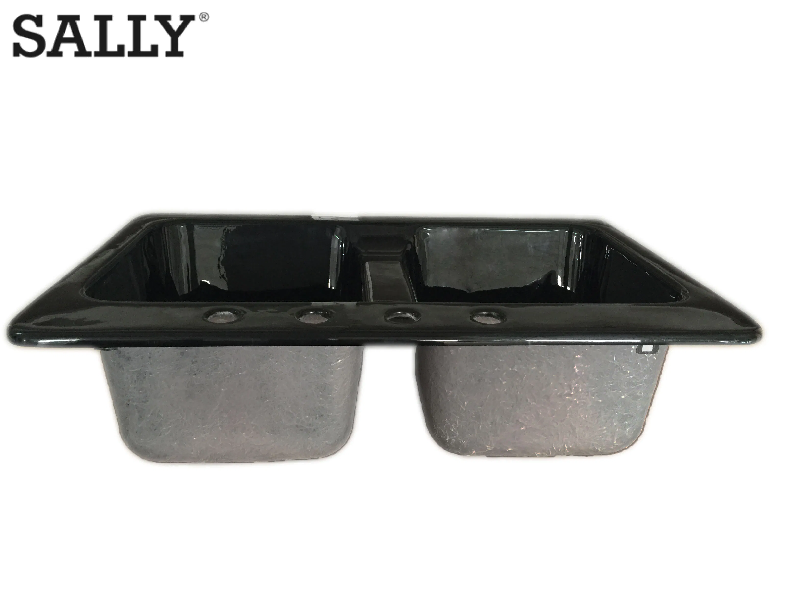 Stylish Black Acrylic Double Bowl Drop-in Sink for Laundry