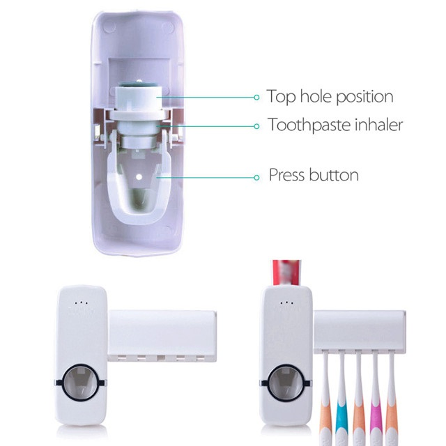 Hot-Selling B535 Multi-Function Toothbrush Rack+ Toothpaste Dispenser Toothbrush Holder