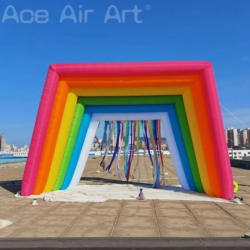 Giant Inflatable Rainbow Arch with Colored Stripes for Party Themed Party Decoration
