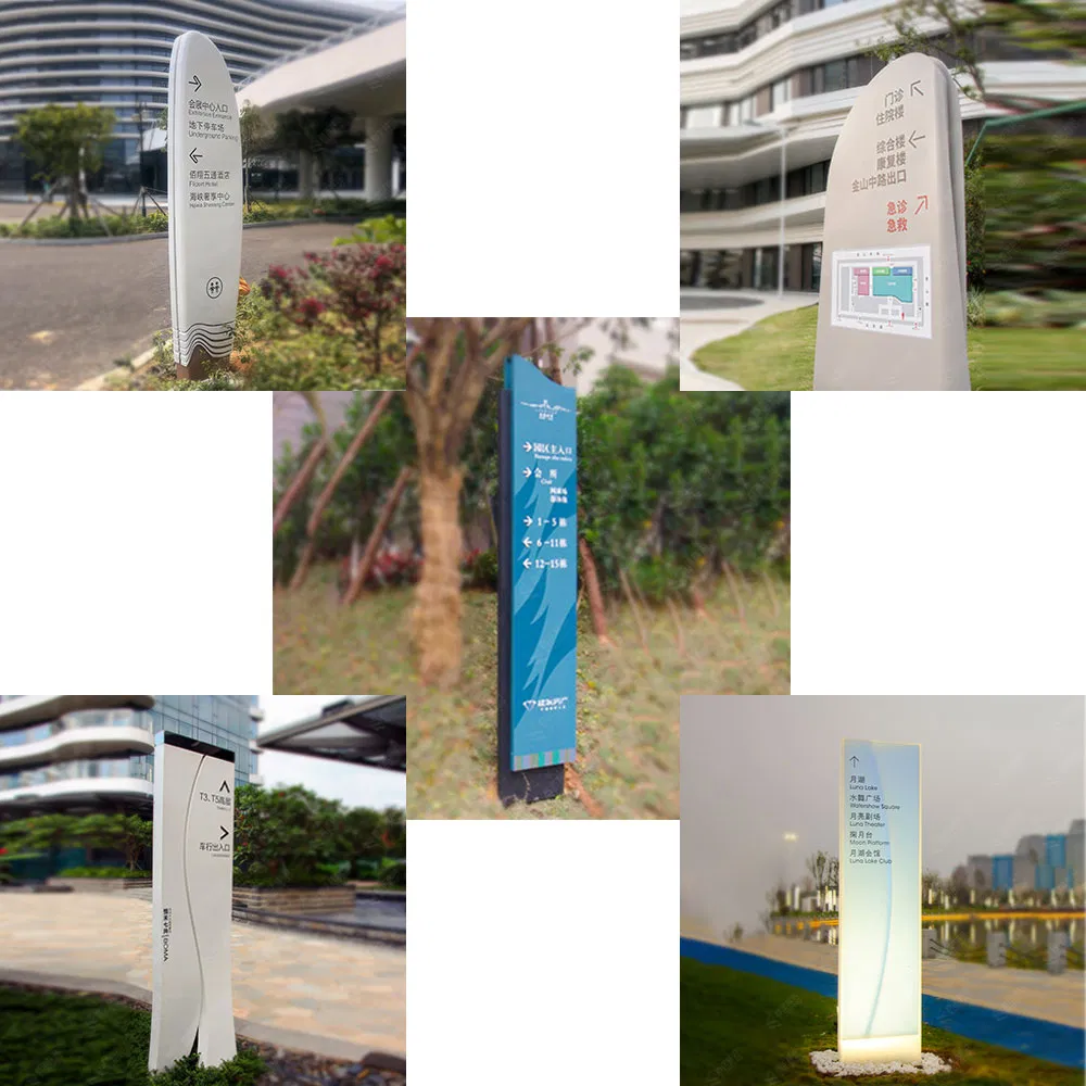 Stainless Steel Outdoor Vertical Guide Sign Parking Lot Guide Landscape Area Flower Signage