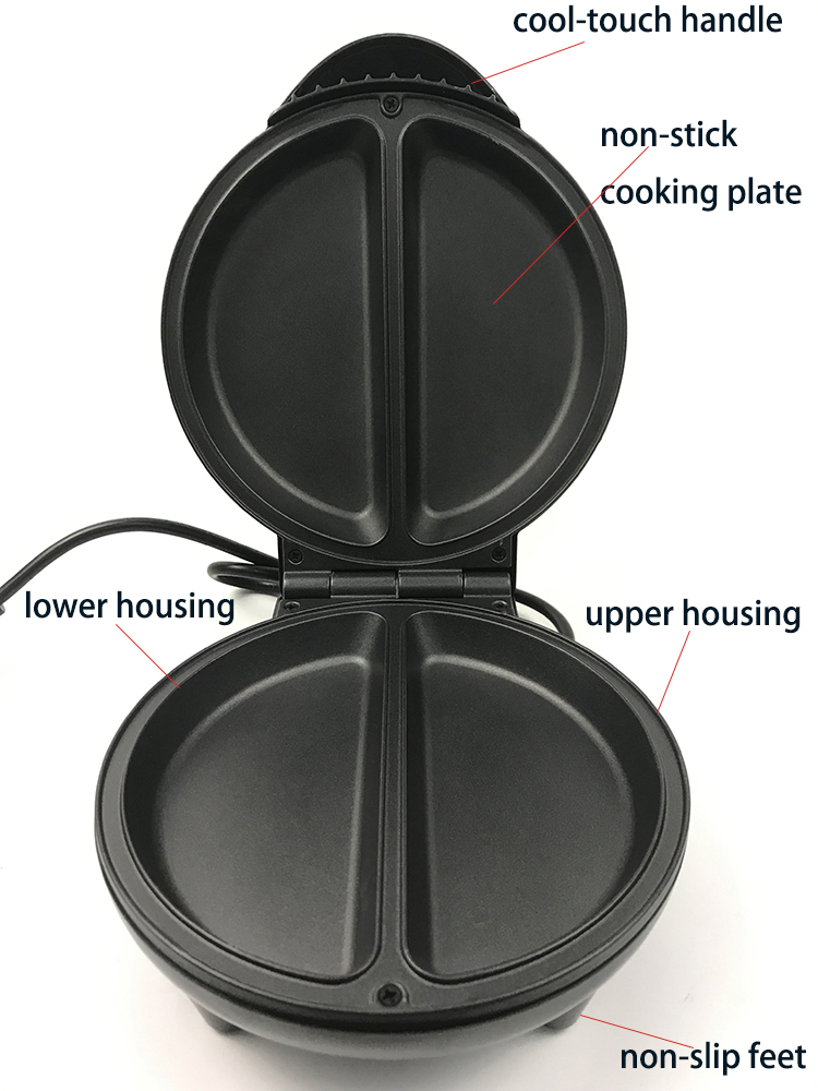 1000W Household Non-Stick Cook Plate Waffle Maker with Cool-Touch Housing