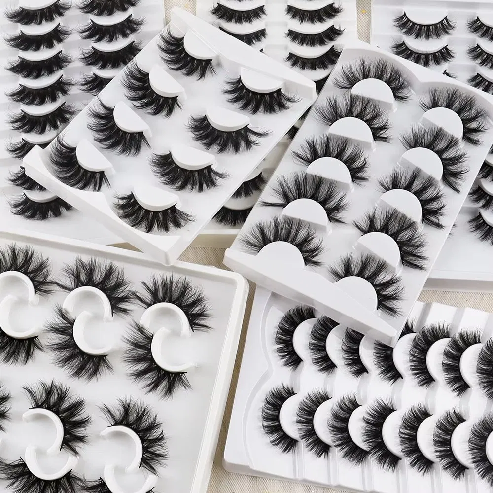 Wholesale Lashes Full Strip Lashes Fluffy 25mm Cruelty Vegan Faux Mink Eyelashes 3D 4D 5D Lashes