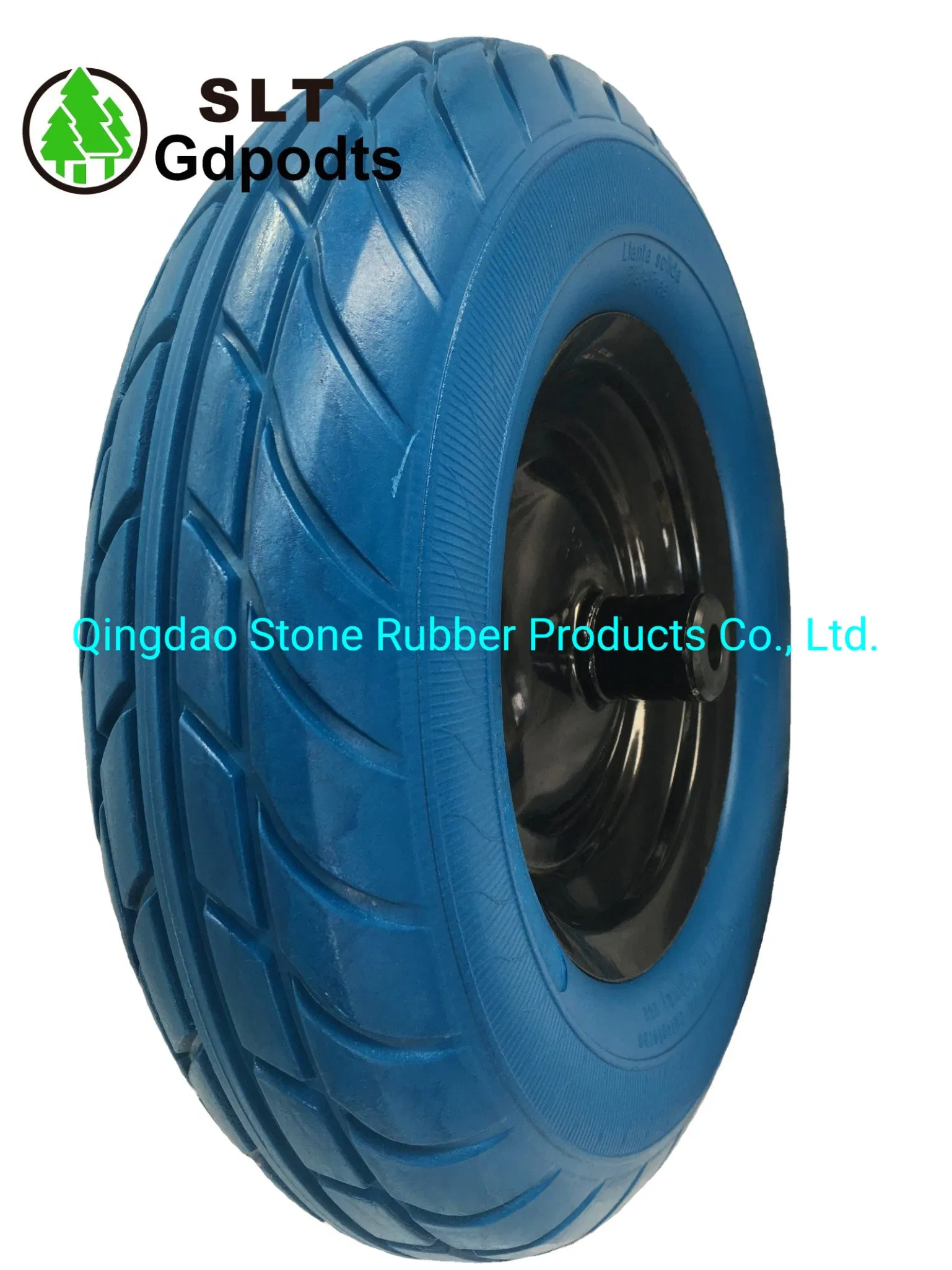 16 Inch Flat Free Solid PU Foam Wheel 4.00-8 with Steel Rim Nylon Bushing