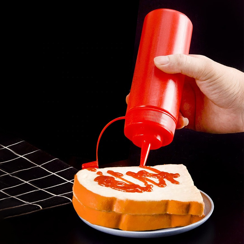 Reusable Plastic Kitchen Condiment Sauce Dispenser Ketchup Bottle with 3 Holes