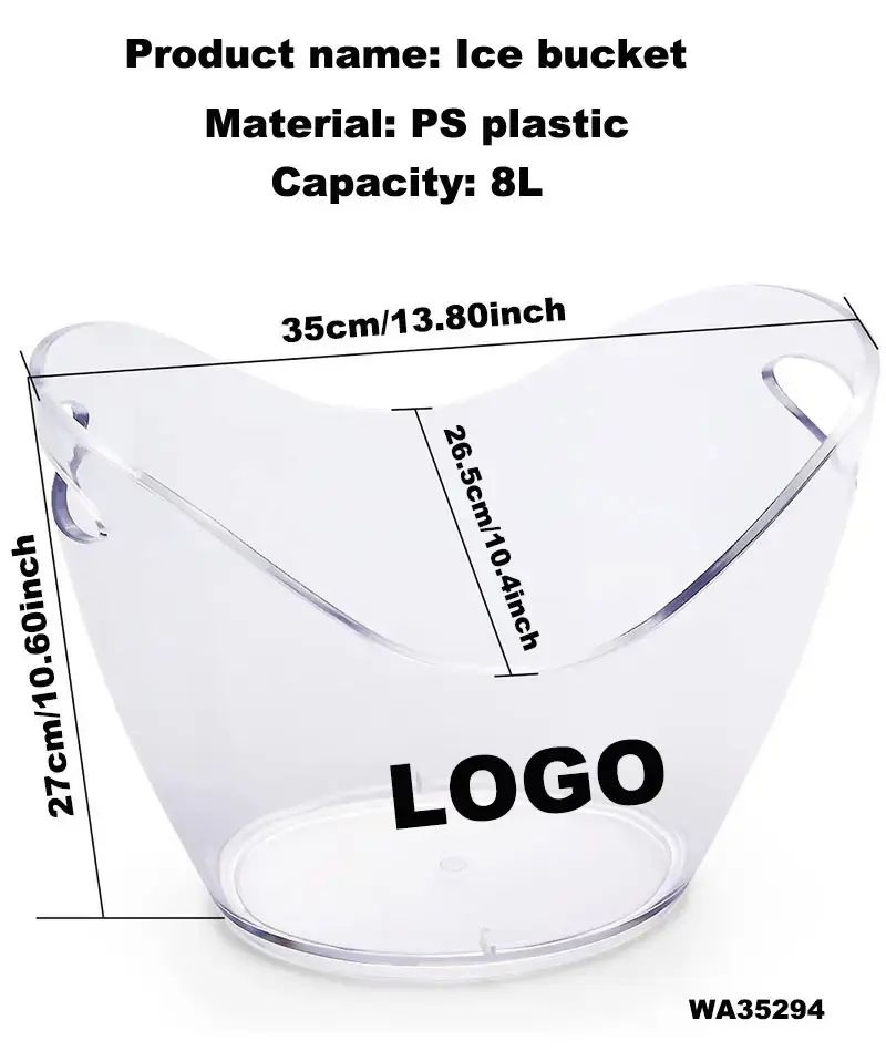 Wholesale Bar Party Oval Shape Champagne Ice Buckets Acrylic Plastic Bucket