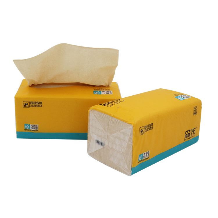 Unbleached Brown Bamboo Pulp Facial Tissue Accept Customization