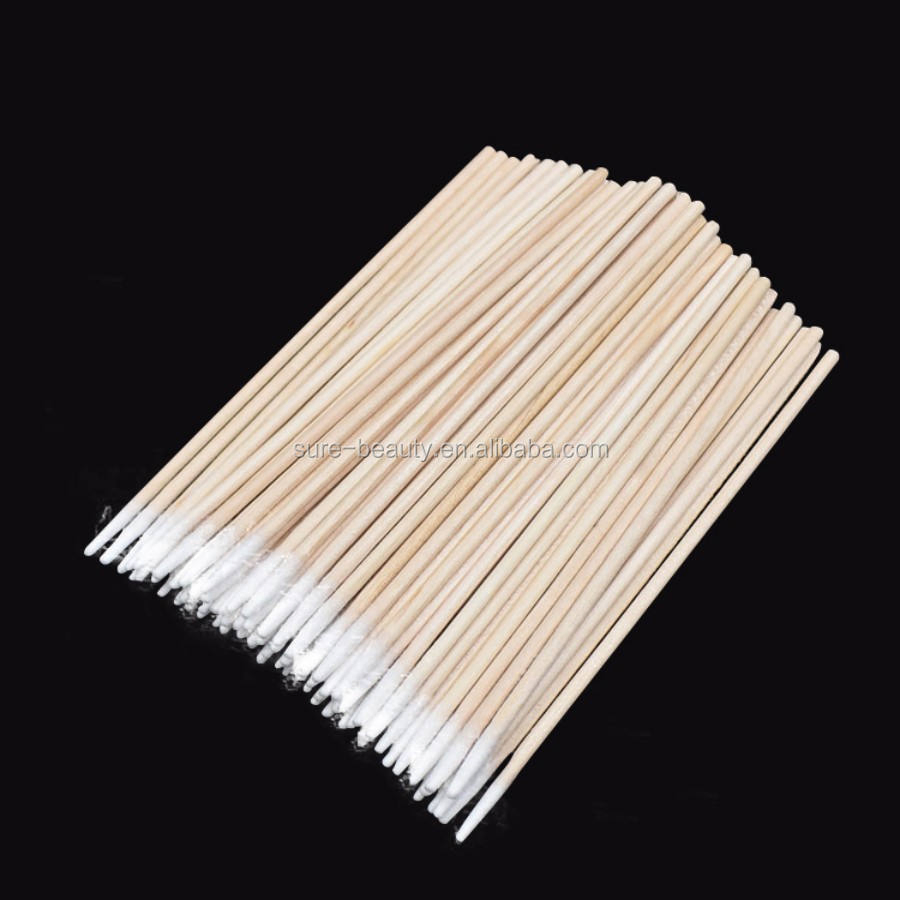 Disposable One Head Cotton Swabs Pointed Sharp Tip Wooden Stick Cotton Swab