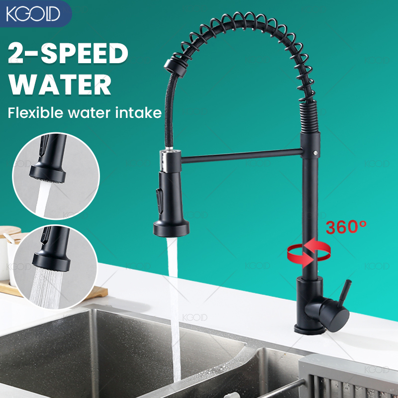 360 Degree Pull out Sink Mixer Water Tap Blackened 201 Stainless Steel