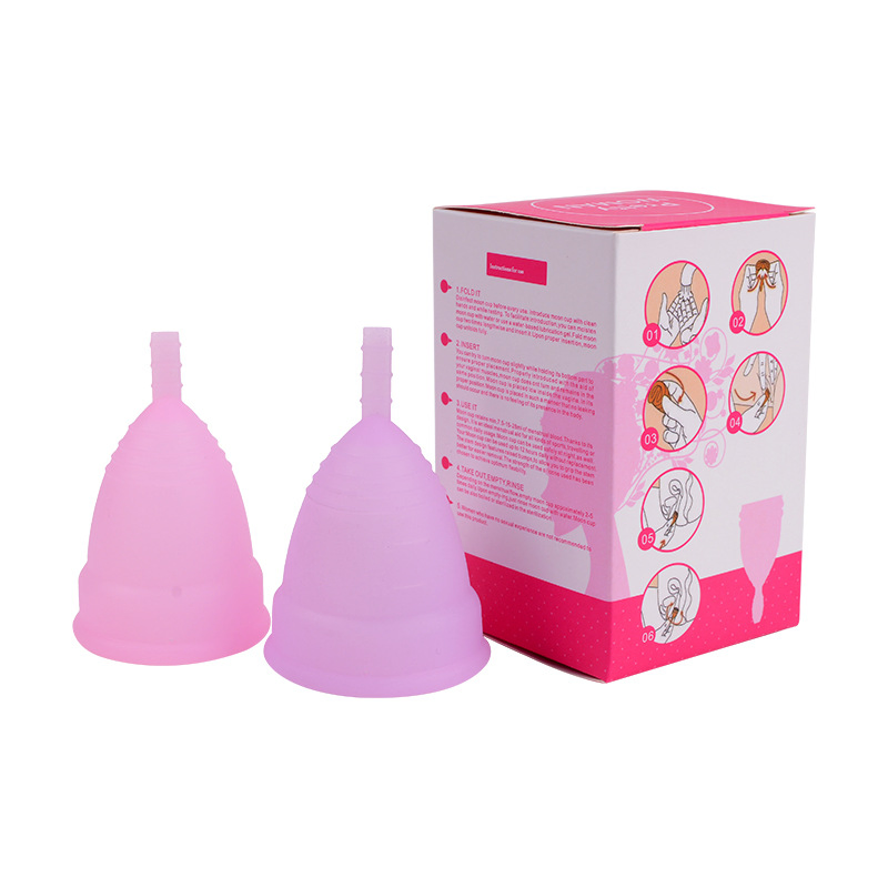 China Factory Reusable Period Menstrual Cup Registered 100% Medical Grade Silicone Organic with Handle