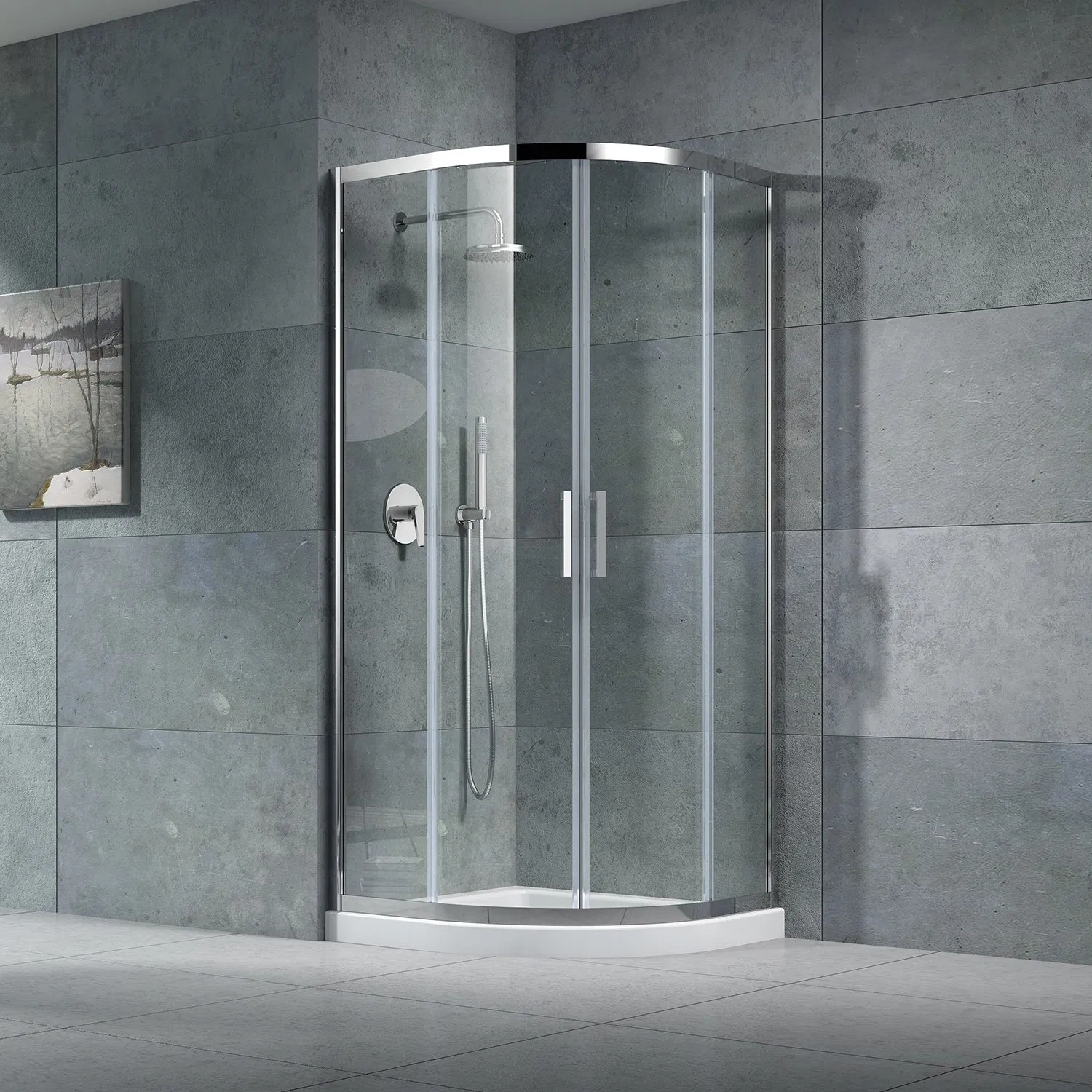 Stainless Steel Tempered Glass Two Sliding Shower Room with Silver Aluminum Frame (JP13)