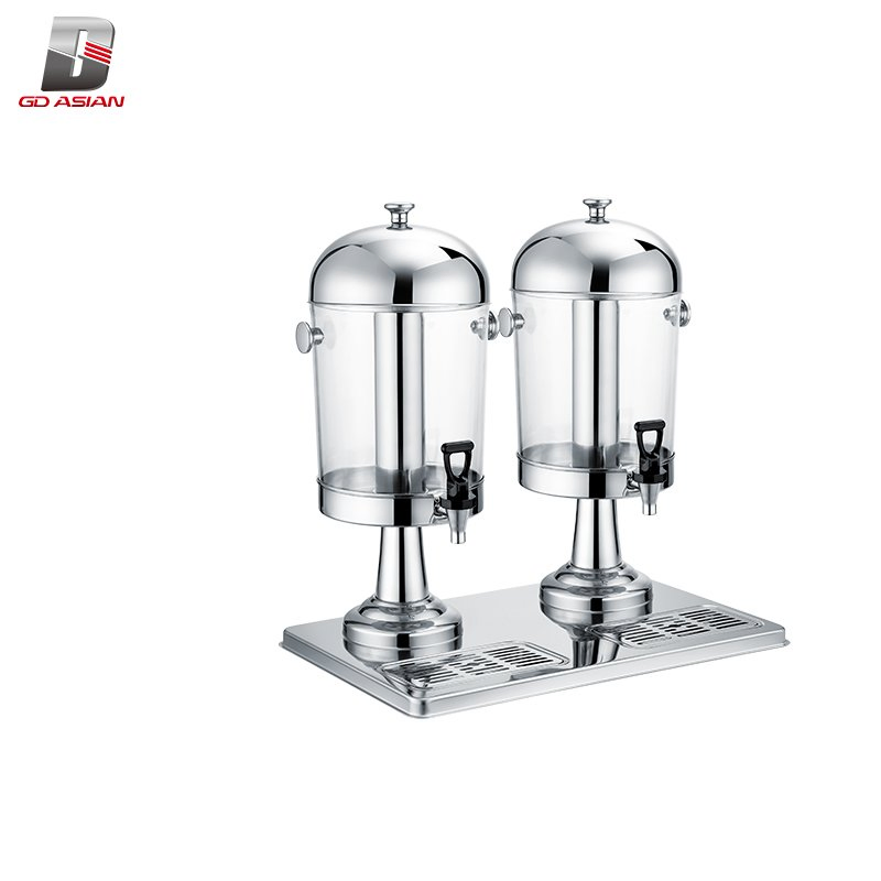 Stainless Steel Cold Beverage Fruit Dispenser 8L*2 Juice Dispenser as Kitchen Equipment