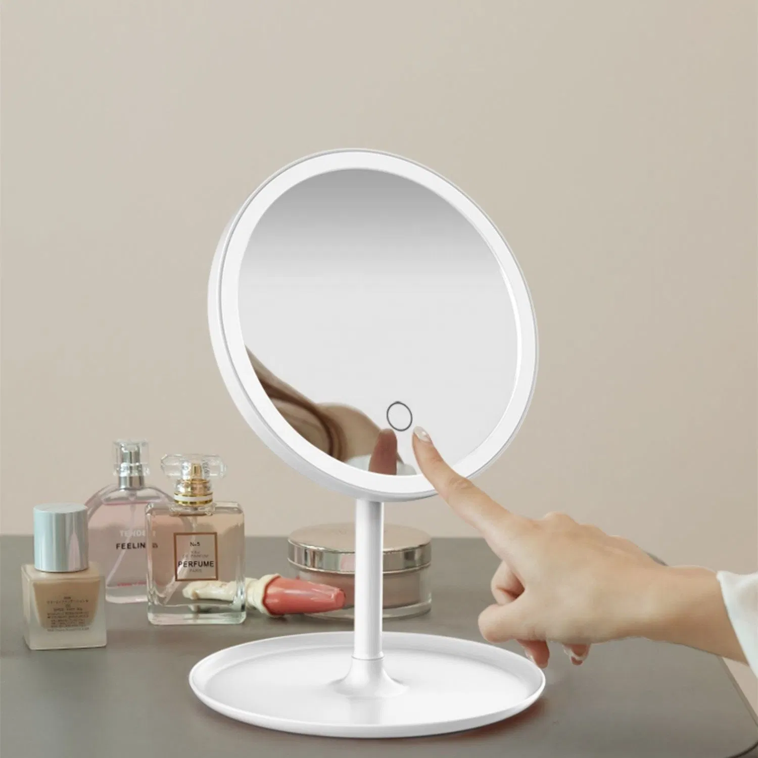 White Pink Beauty Table Touch Smart Makeup Bathroom LED Guangdong Mirror