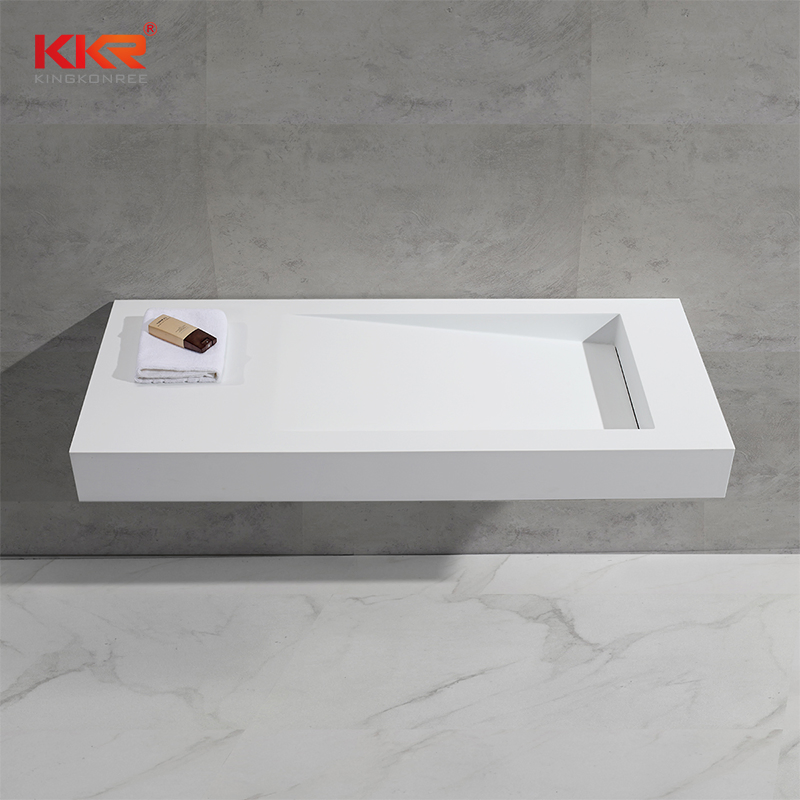 Long Size Wall Hung Solid Surface Bathroom Hand Washing Basin