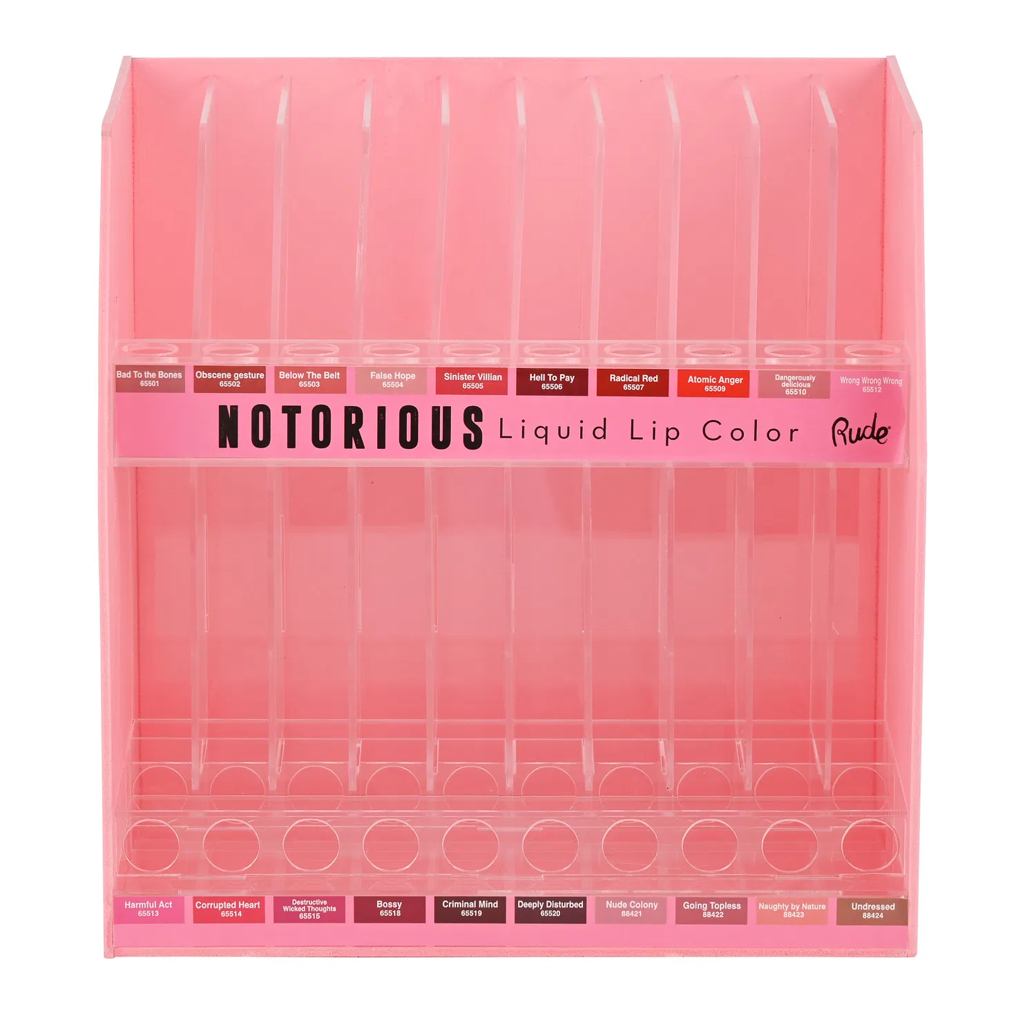 Pink PVC Cosmetic Stand Clear Acrylic Makeup Organizer Display Stand for Beauty Lipstick Retial Display Shelf Customized