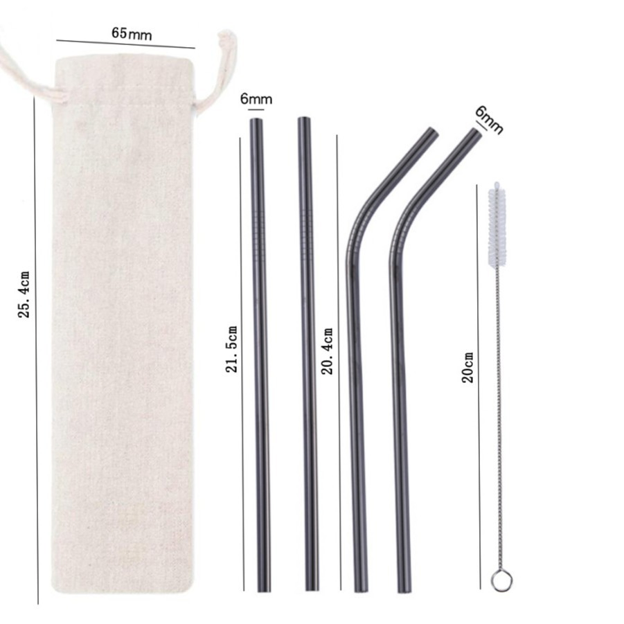 Customization 304 Stainless Steel Straw Set with Brush for Gift