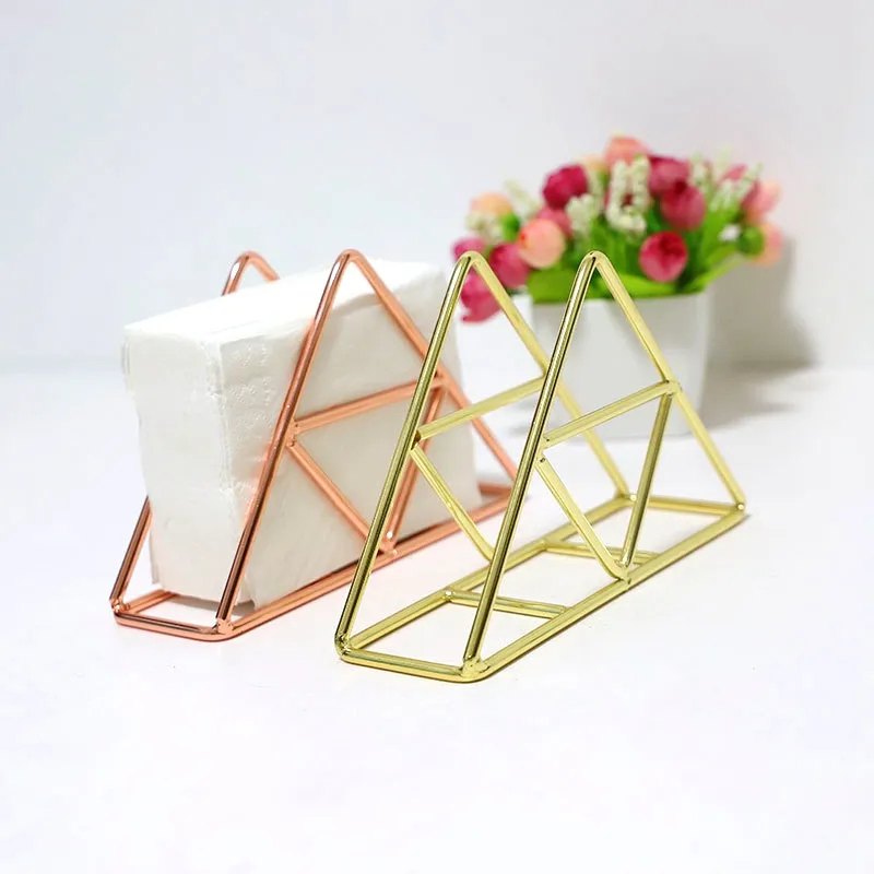 European Style Metal Triangle Paper Towel Napkin Holder Paper Towel Rack for Restaurant Coffee Shop and Hotel