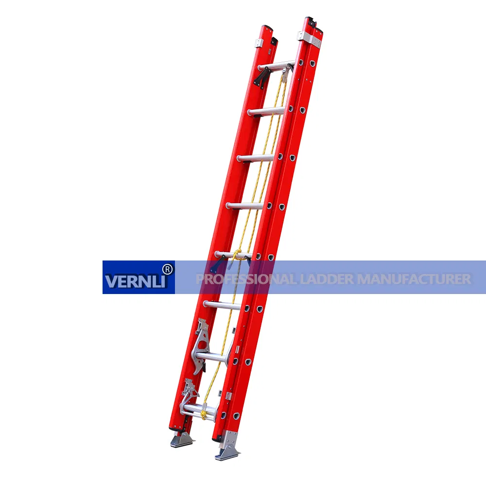 Retractable Electric Adjustable Extension Rope Operated Foldable Step Ladder for Industrial Use