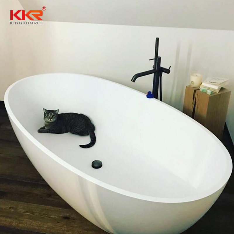 Luxury Upc Oval Freestanding Bath Tub Modern Round Stone Resin Bath Bathroom Tub Black White Yellow Acrylic Sanitary Ware Solid Surface Bathtub Supplier