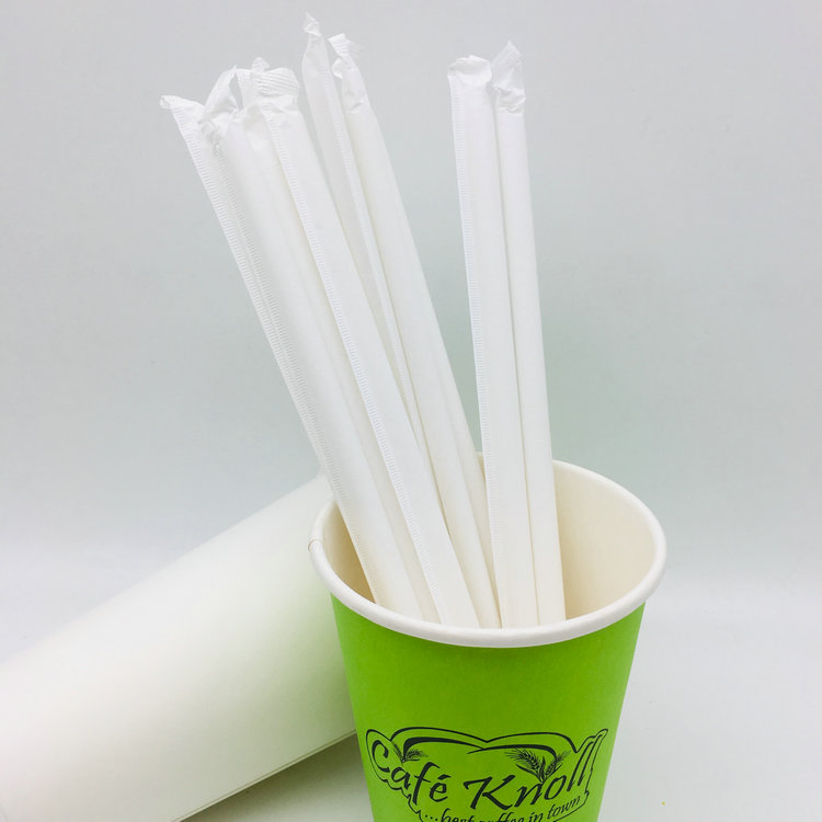 Single Pack White 100% Biodegradable Drinking Decorations Paper Straws