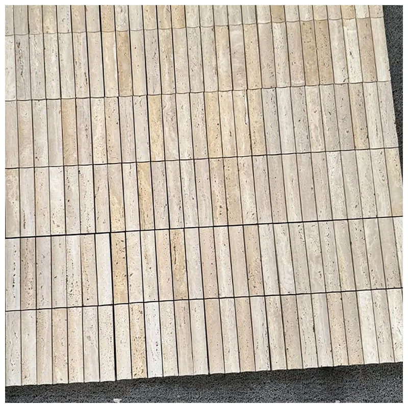 Chiaro Beige Travertine Stone Concave Mosaic Tiles