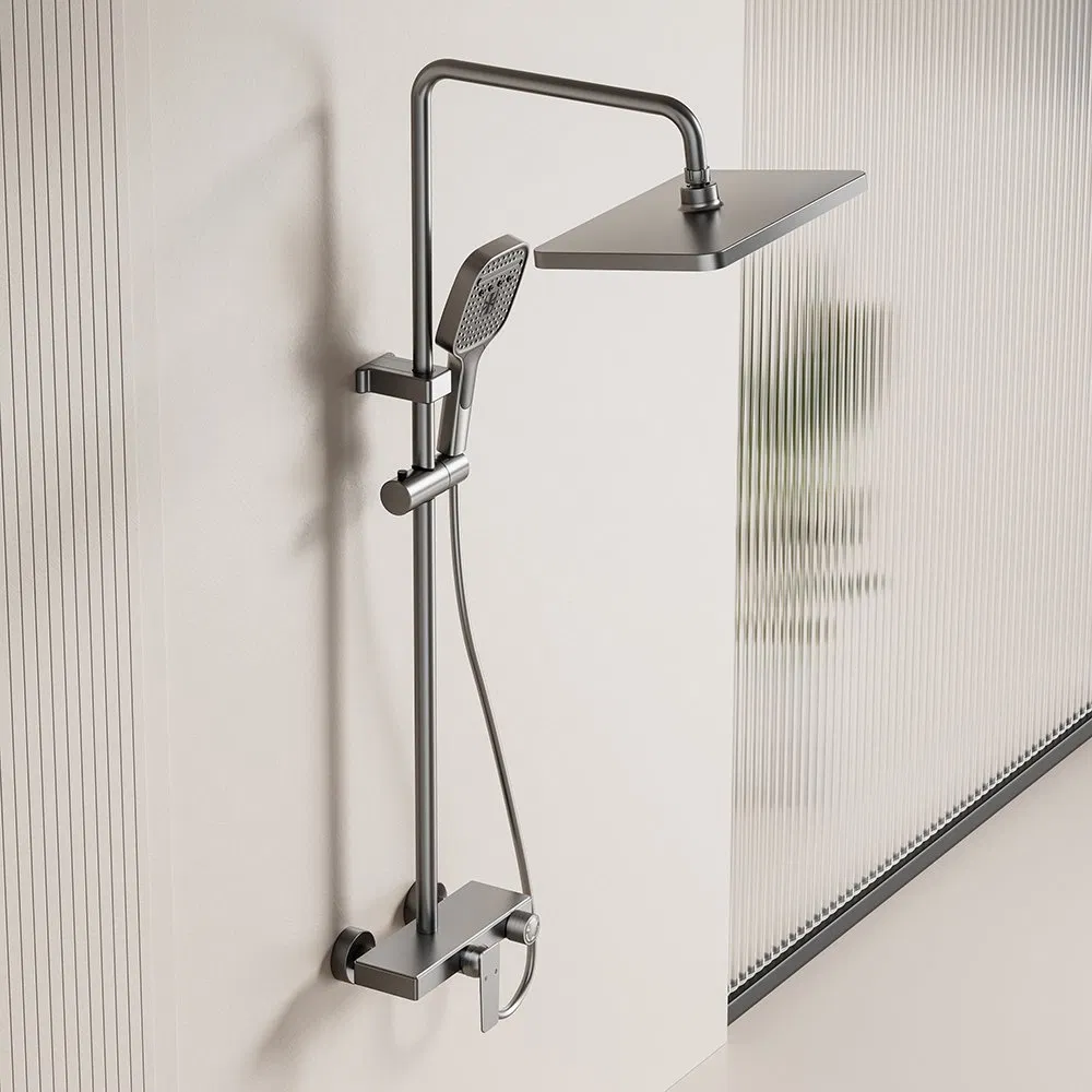 Bathroom Rain Shower Mixer Shower Bathing Set Contemporary Exposed Shower Faucet System Dual Handle