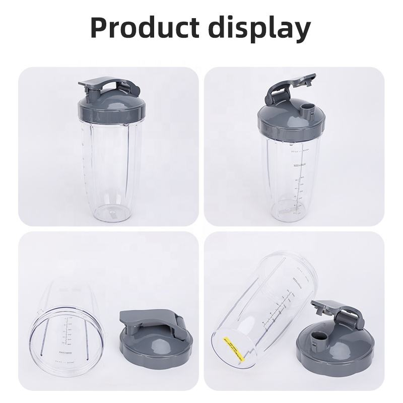 32oz Tall Cups with Flip Top to Go Lip and Lid Ring for Nutri Blender