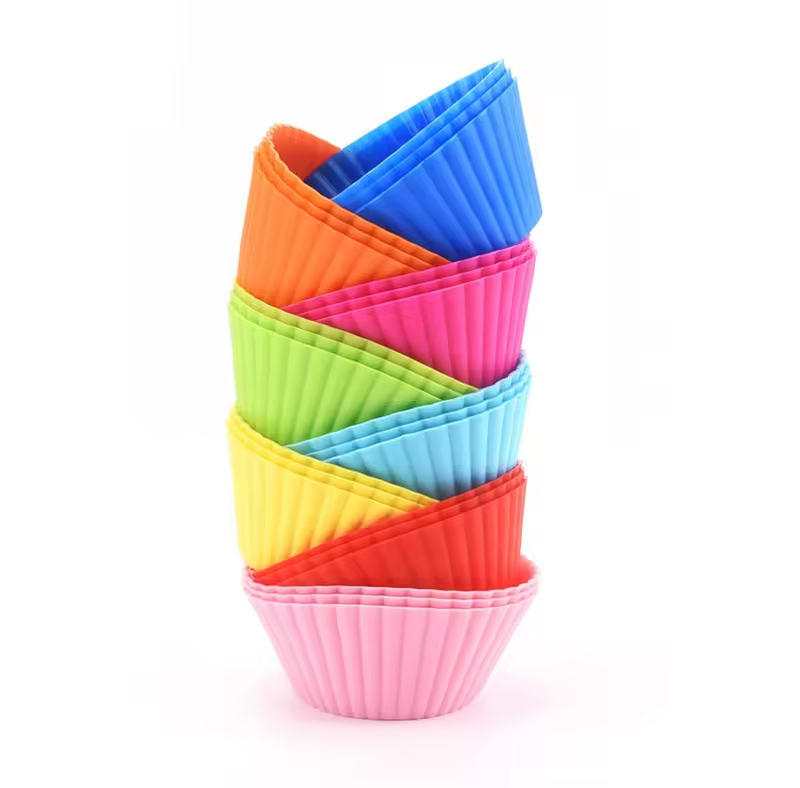 Colorful Silicone Muffin Cups & Cake Molds - Ideal for Home Bakers and Professionals Reusable Silicone Cupcake Liners Cake Mold