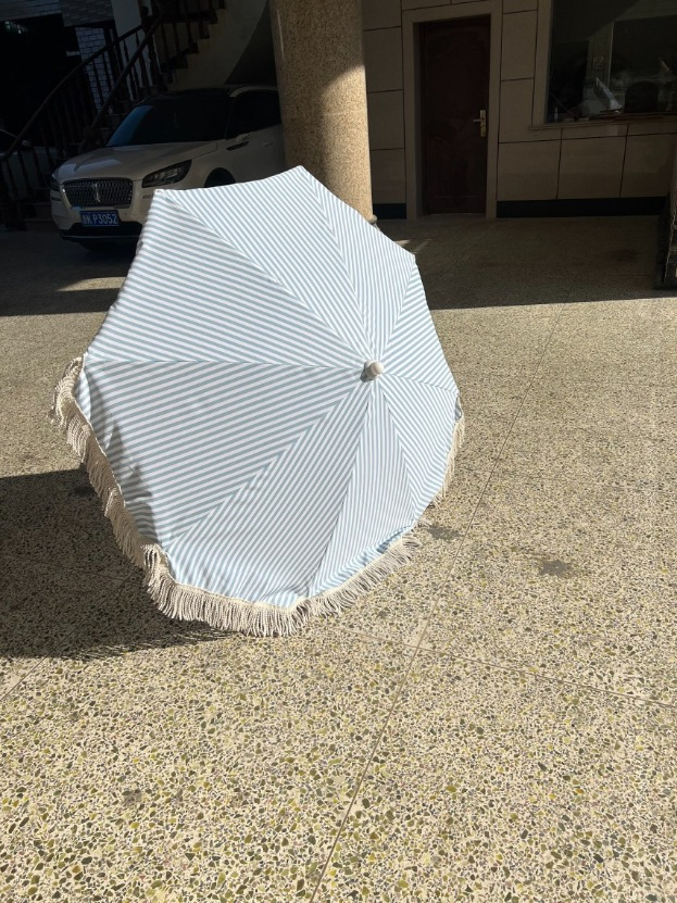 Garden Patio Sun Shade Wooden Parasol with Tassel