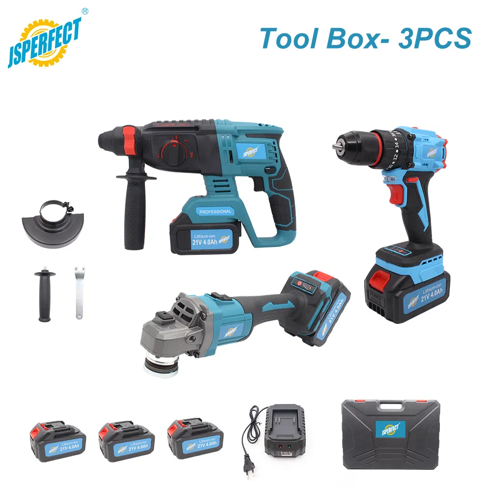 Cordless Drill and Angle Grinder and Rotary Hammer 3 in 1 Power Tool Set