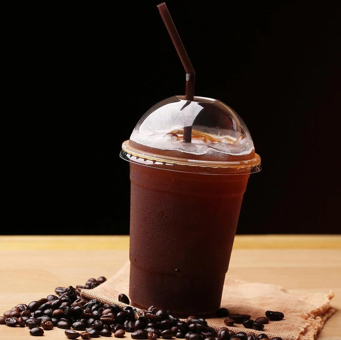 Clear Disposable Ice Cream Boba Bubble Milk Tea Cup Plastic Cup with Lids