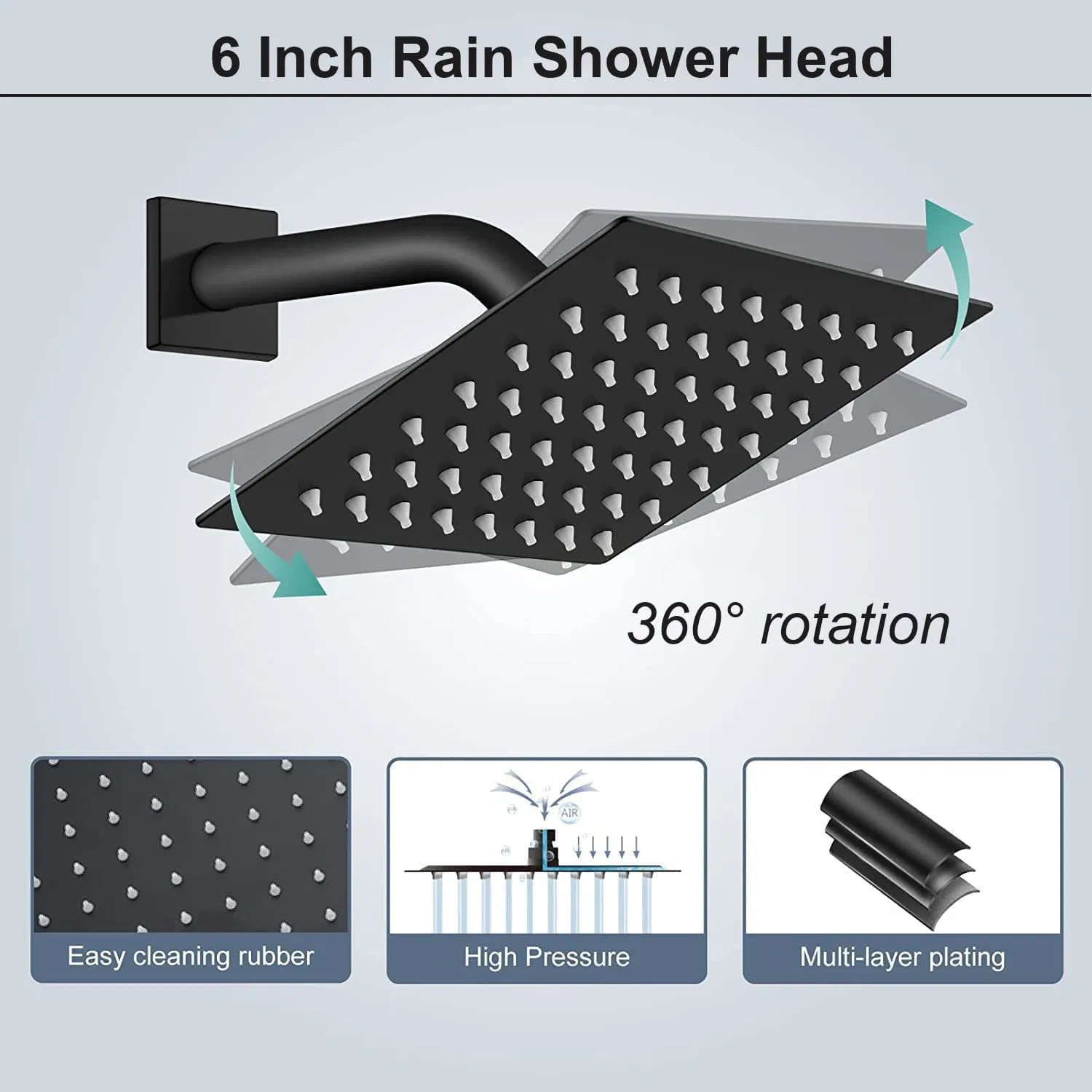 Premium Stainless Steel Pressurized Overhead Shower Head for Luxurious Bathing