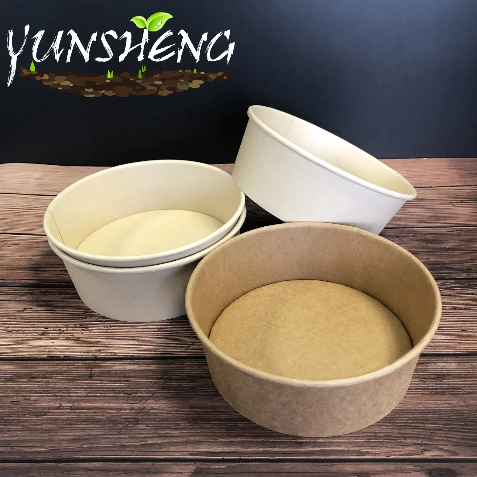 Disposable Compostable Salad Bowl Kraft Paper Bowl with Lid