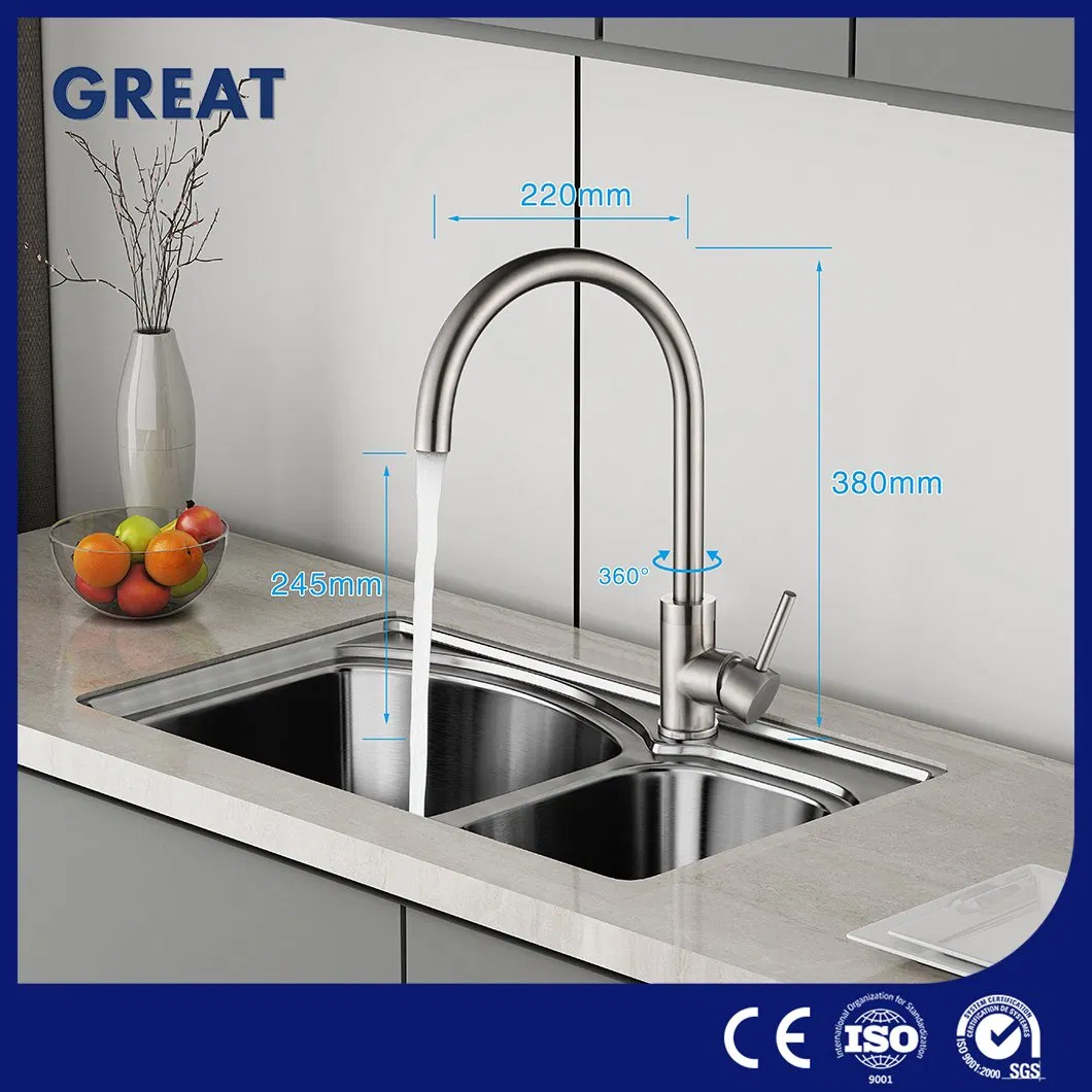 Great Black Kitchen Faucet Factory High-Quality Faucets Kitchen GLS229s49A Brushed Single Lever Kitchen Faucet Hot Sale Modern Stainless Steel Kitchen Faucet