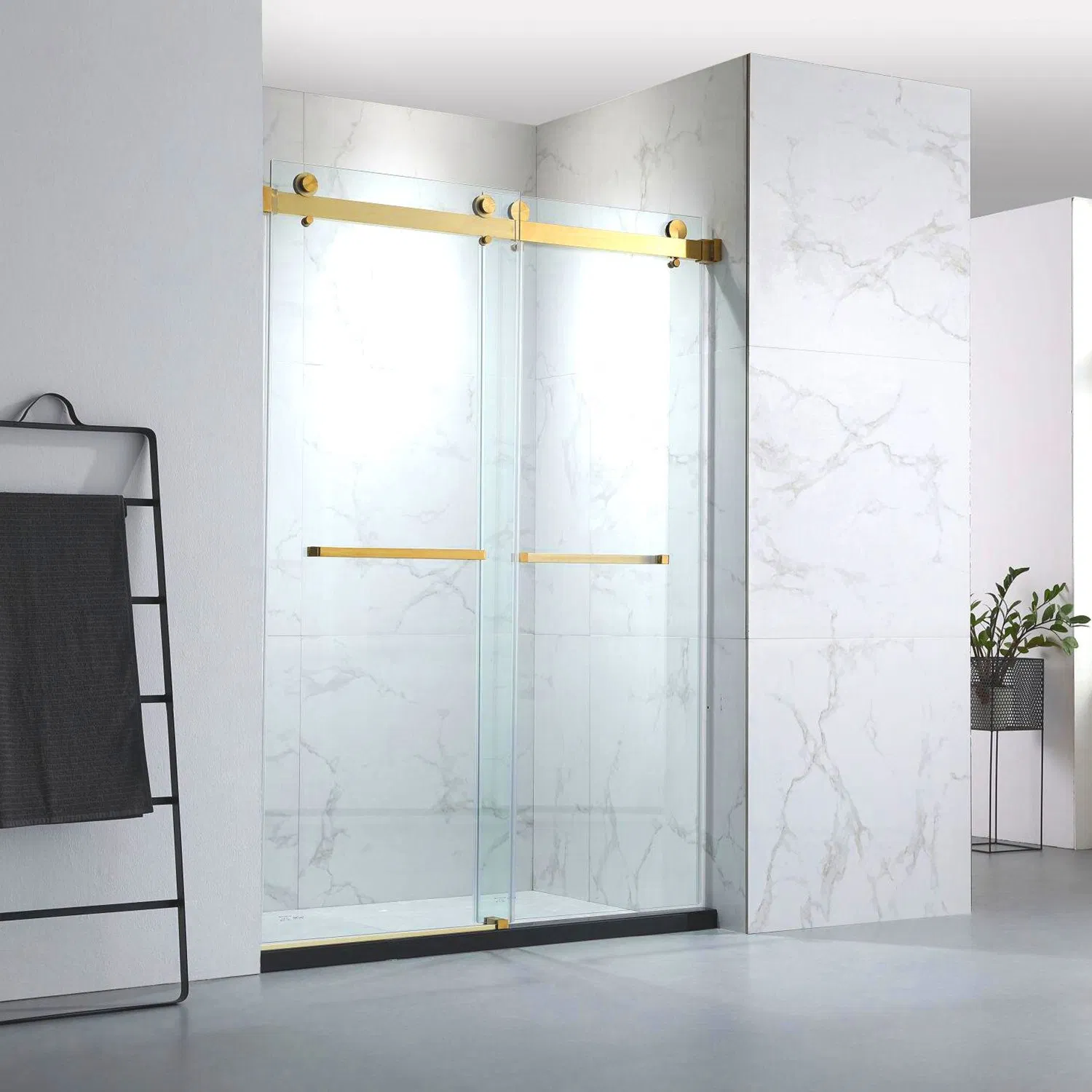 American Top Sales Bathroom Sliding Shower Glass Door Slider Kit Stainless Steel Hardware System Accessories