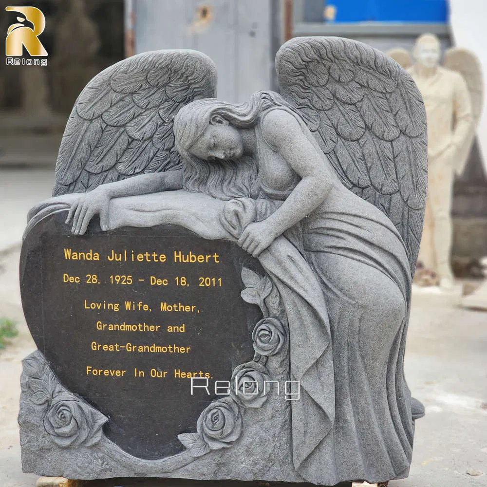 High Quality Stone Carving Angel Headstones Angel Granite Gravestone for Sale