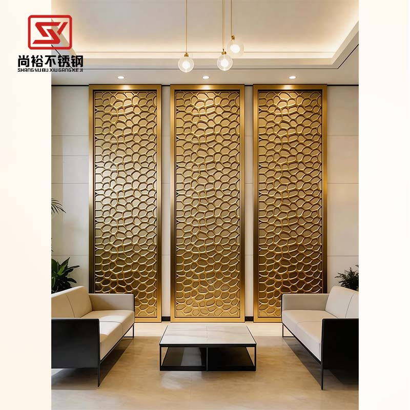 Custom Made Gold Hollow out Living Room Divider Metal Stainless Steel Screen Partition
