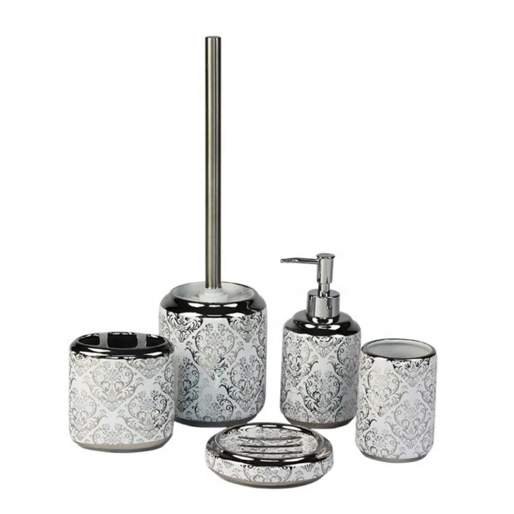 Modern Black White Polyresin Toilet Brush Holder New Design Dark Stripes Pattern Resin Bathroom Accessories Single Set