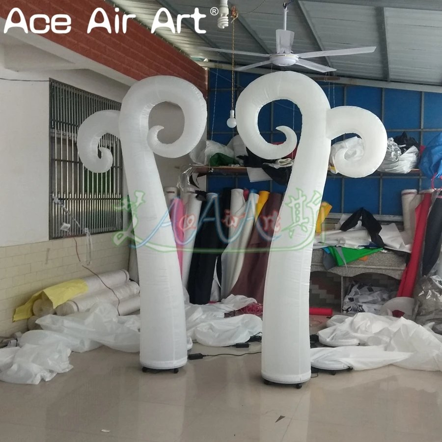 Inflatable Lighting Stage Decoration Inflatable Sheep Horns Illuminating Pillars Balloon with Air Blower