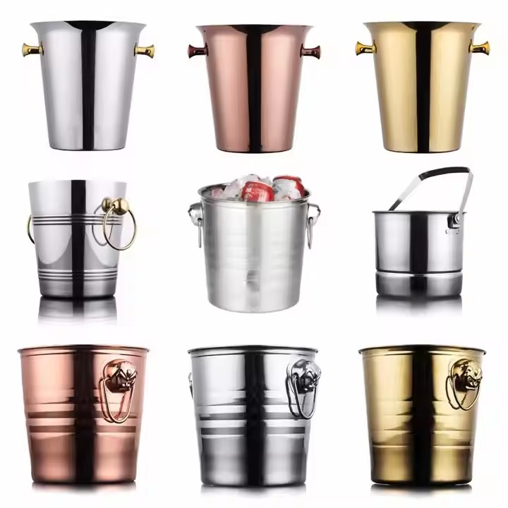 Wholesale 5L Round Galvanized Metal Tin Ice Bucket for 6 Bottles Beer