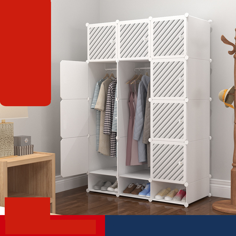 Fashion Modern Simple Bedroom Light Luxury Corner Wardrobe Storage Cabinet Plastic Assembled Wardrobe