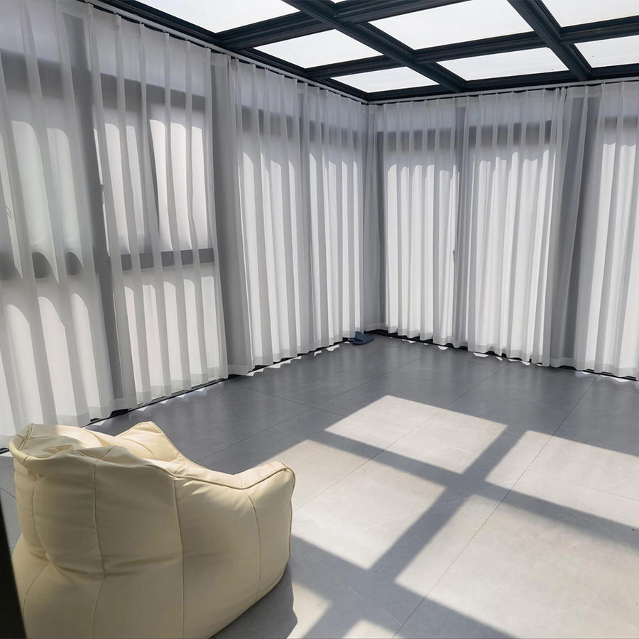 Custom 4 Season Aluminum Frame Glass Villa Courtyard Flat Roof Tempered Glass Design Greenhouse Sunroom