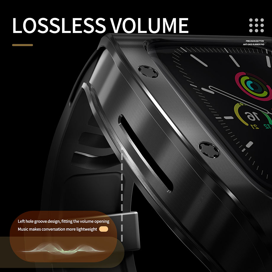 Premium 45mm 44mm 42mm 41mm Adjustable Silicone Watch Band with Metal Watch Case for Apple Watch for iWatch Series 9 8 7 6