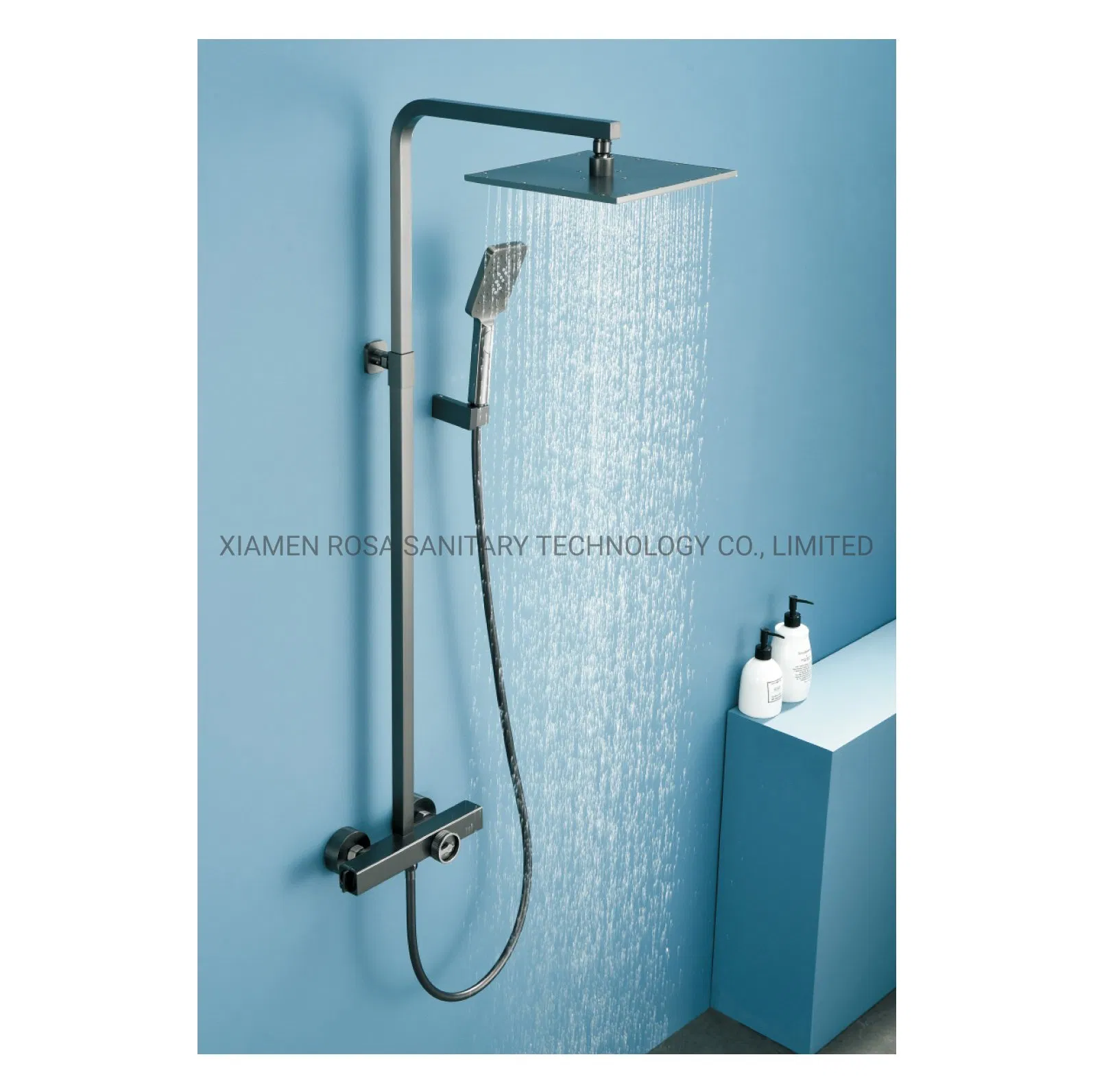 Bathroom Thermostatic Rain Shower System Brushe Gold Shower Bar