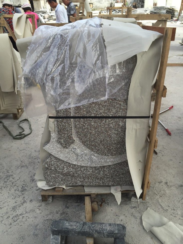 Romania Granite Carving Gravestone Headstone Columnbarium, Slant Beveled Shape Markers Hand Carving, Machine Carving Memorial Monument