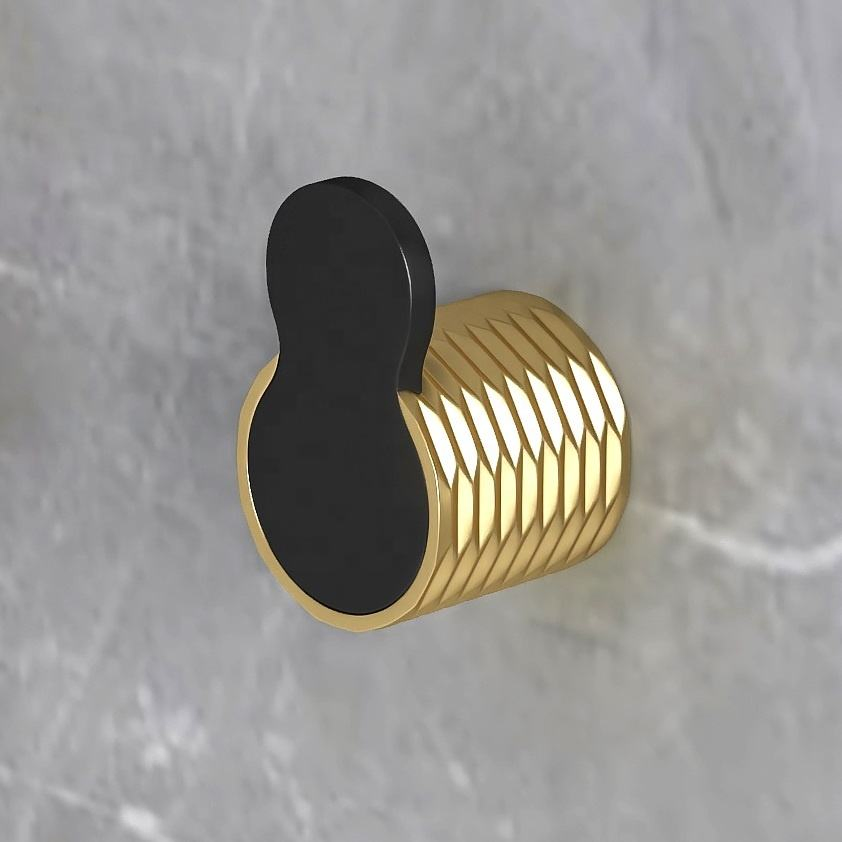 Simple Round Zinc Alloy Gold Wall Mount Bathroom Robe Self Adhesive Hooks