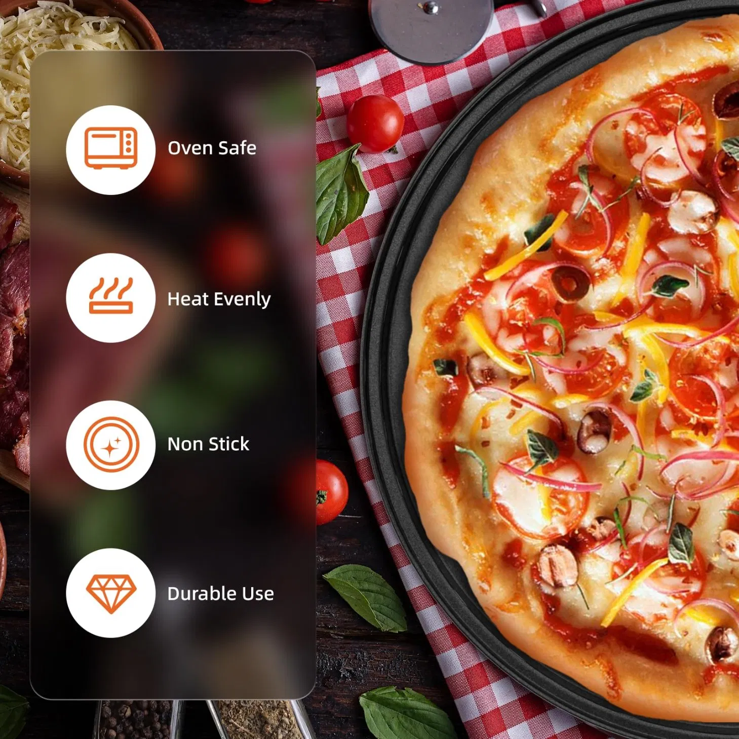 Pizza Steel Pan for Oven Pizza Crisper Pan with Holes 12 Inch Nonstick Round Pizza Baking Sheet Oven Tray for Home Restaurant Kitchen Baking