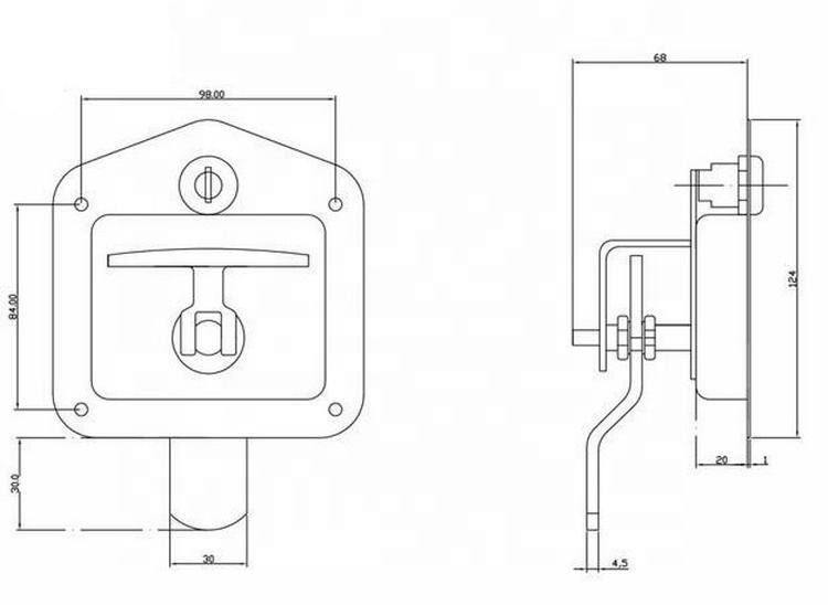 Stainless Steel Panel T Handle Canopy Door Paddle Latch Carriage Lock for Truck Tool Box